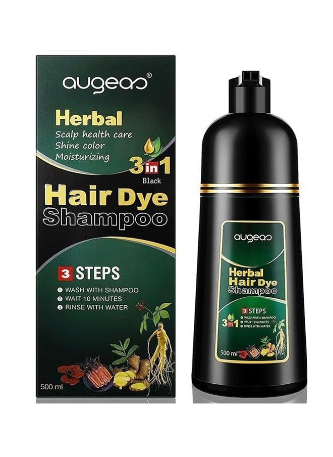 500ML Hair Dye Shampoo Black Hair Shampoo 3 IN 1 Organic Herbal Natural Fast Hair Coloring Shampoo for Men Women Cover Grey White Hair (DARK BROWN)