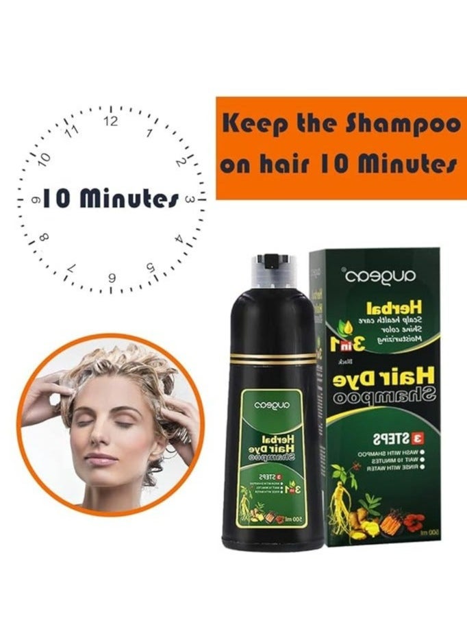 500ML Hair Dye Shampoo Black Hair Shampoo 3 IN 1 Organic Herbal Natural Fast Hair Coloring Shampoo for Men Women Cover Grey White Hair (DARK BROWN)