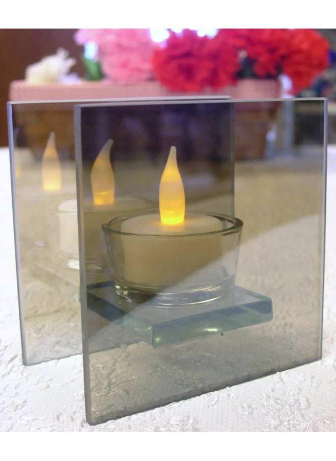 Infinity LED Tea Light Candle Holder Mirrored Glass Holder with Flameless Candle Gives The Illusion of Infinity