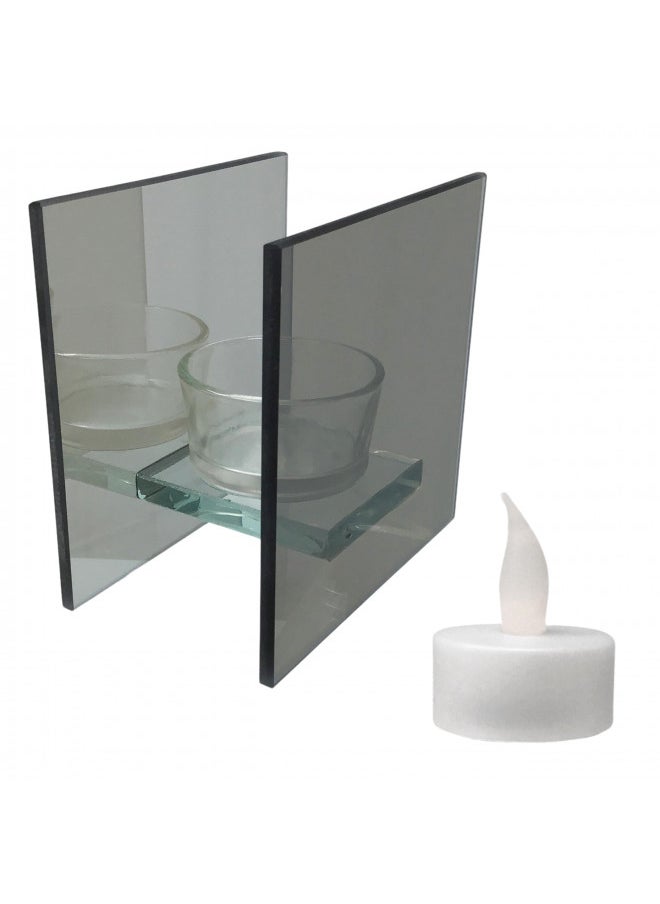 Infinity LED Tea Light Candle Holder Mirrored Glass Holder with Flameless Candle Gives The Illusion of Infinity