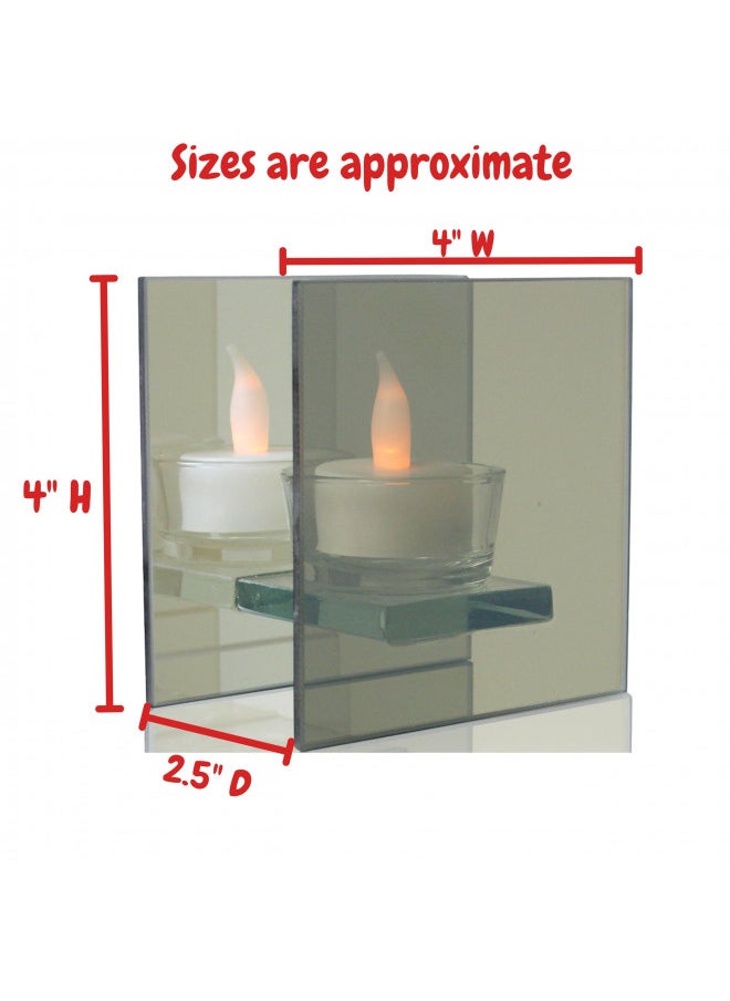 Infinity LED Tea Light Candle Holder Mirrored Glass Holder with Flameless Candle Gives The Illusion of Infinity