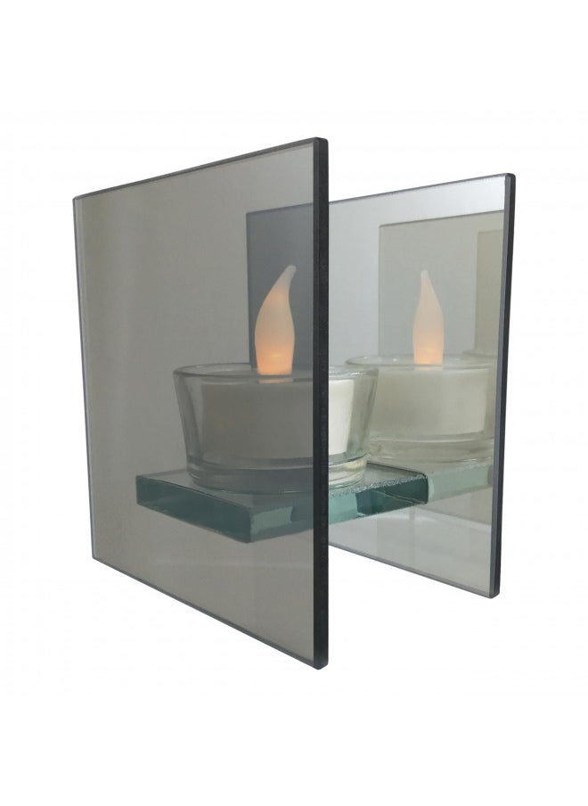 Infinity LED Tea Light Candle Holder Mirrored Glass Holder with Flameless Candle Gives The Illusion of Infinity