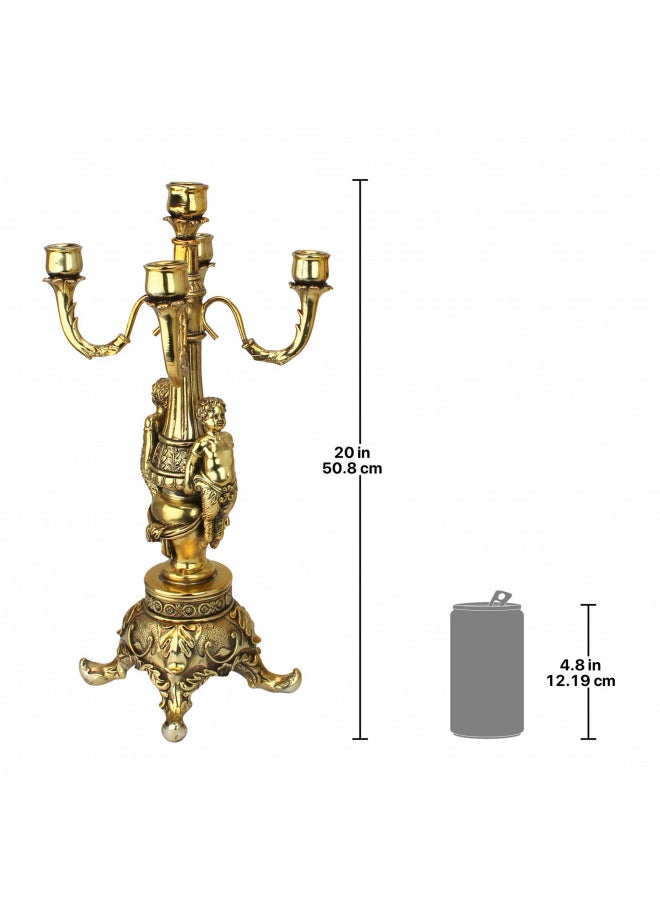 Design Toscano Grande Chateau Beaumont Candelabra Candle Holders, 8 Inches Wide, 8 Inches Deep, 20 Inches High, Metallic Gold Finish