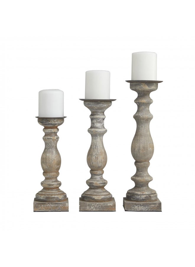 Deco 79 Wood Candle Holder, Set of 3 15