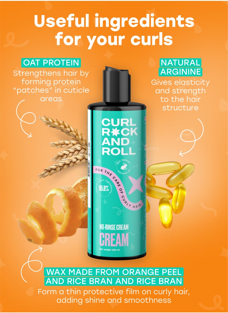 Curl Rock and Roll Cream for Natural Hair and Curls - Hydrates and Smoothes - Paraben-Free & Sulfate-Free, 250 ml