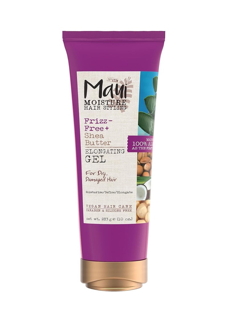 Maui Moisture Frizz Free + Shea Butter Elongating Gel, Hair Styling Gel for Curly Hair, 10 Oz