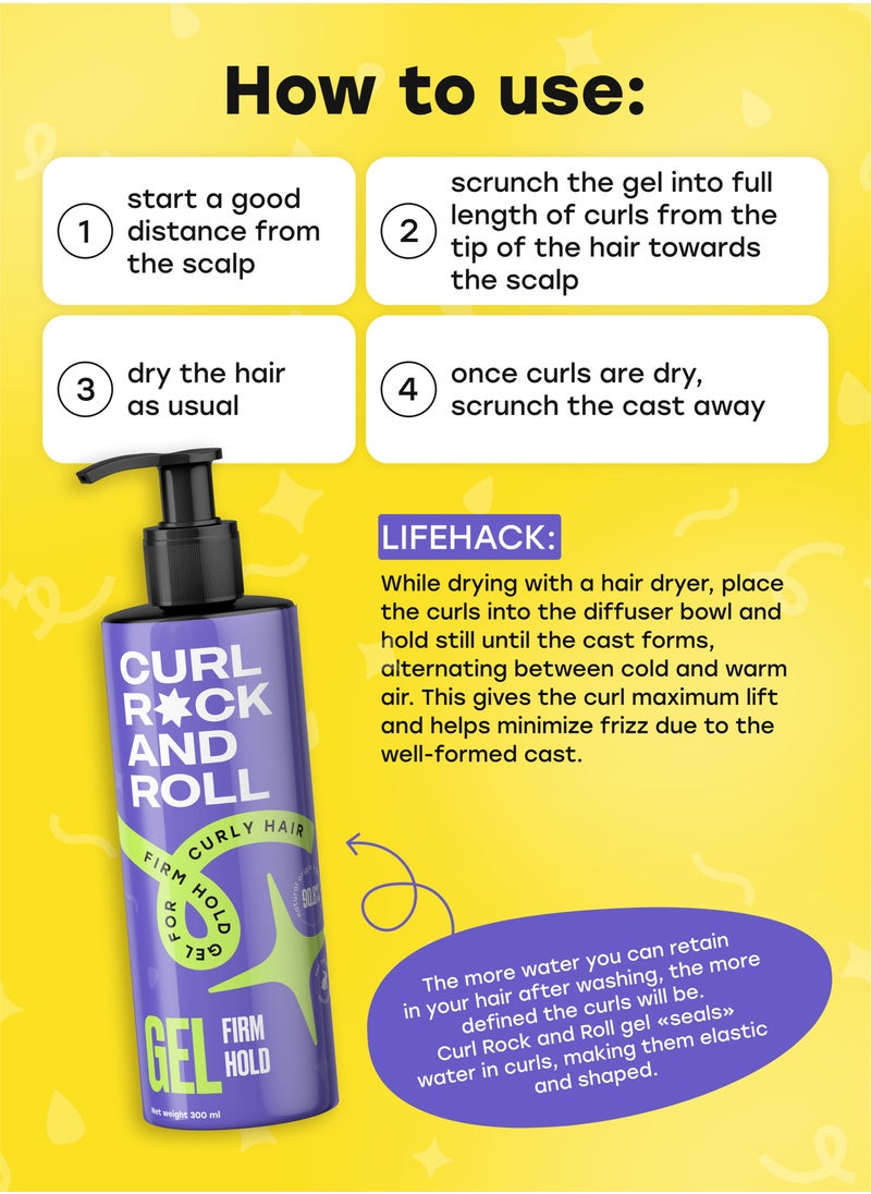 Curl Rock and Roll Hair Styling Gel - Moisturizes and Nourishes - Paraben-Free & Sulfate-Free - Strong Hold, 300 ml