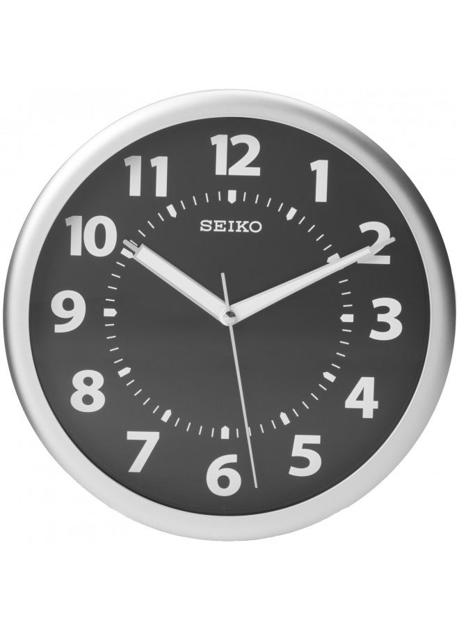 Seiko Wall Clock Silver-Tone Metallic Case Luminous Numerals