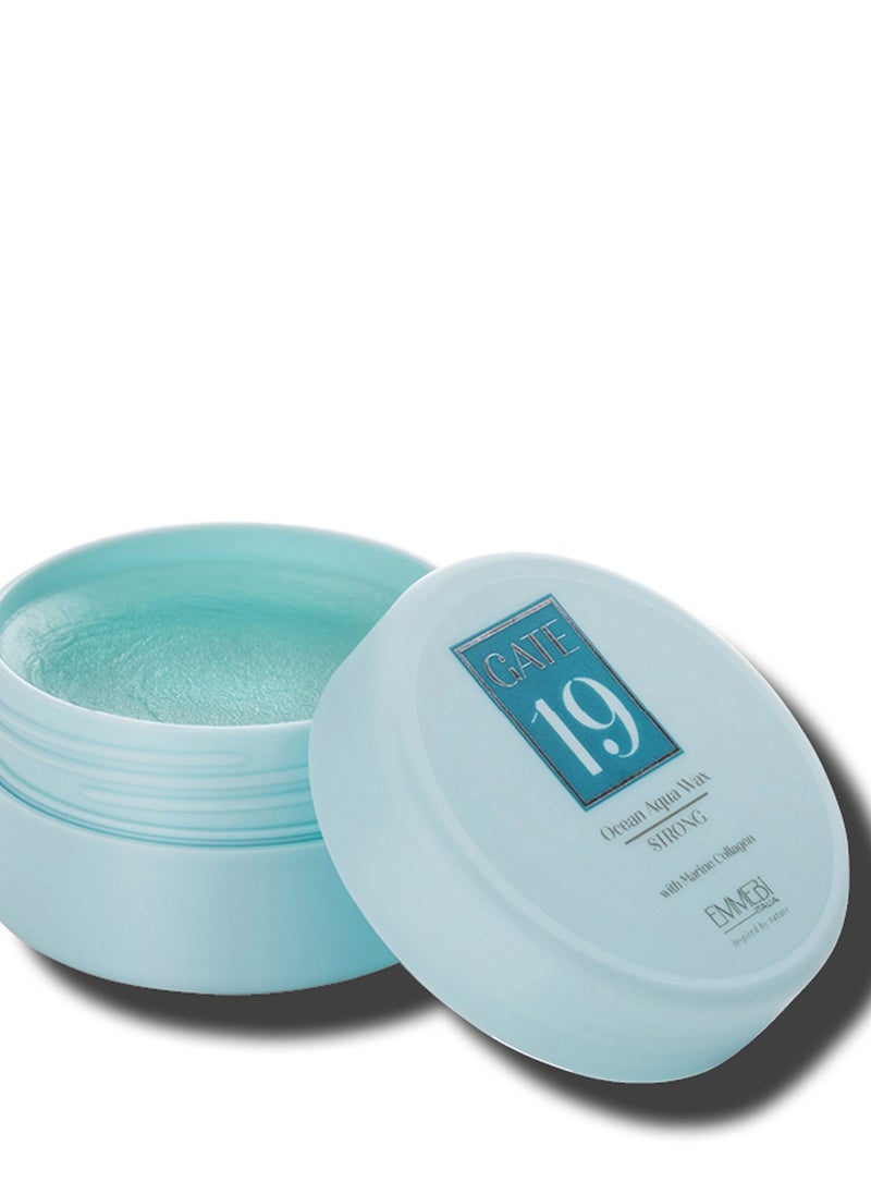 EMMEBI ITALIA Gate 19 Ocean Aqua Wax Strong - Water-Based Hair Wax with Marine Collagen for Intense Shine - 100ml