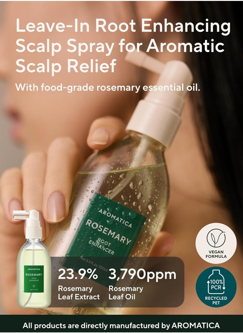 AROMATICA Rosemary Root Enhancer 3.38oz / 100ml – Scalp Serum For Hair Growth & Itchy Scalp Treatment with Rosemary Oil | Dandruff Treatment And Oily Scalp Moisturizer