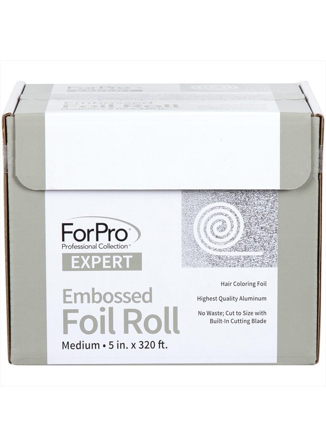 Expert Embossed Aluminum Foil Roll, 320 Ft Hair Foils for Color Application and Highlighting Services, Silver, Medium, 5W