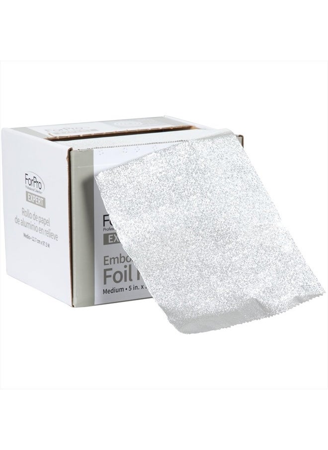 Expert Embossed Aluminum Foil Roll, 320 Ft Hair Foils for Color Application and Highlighting Services, Silver, Medium, 5W