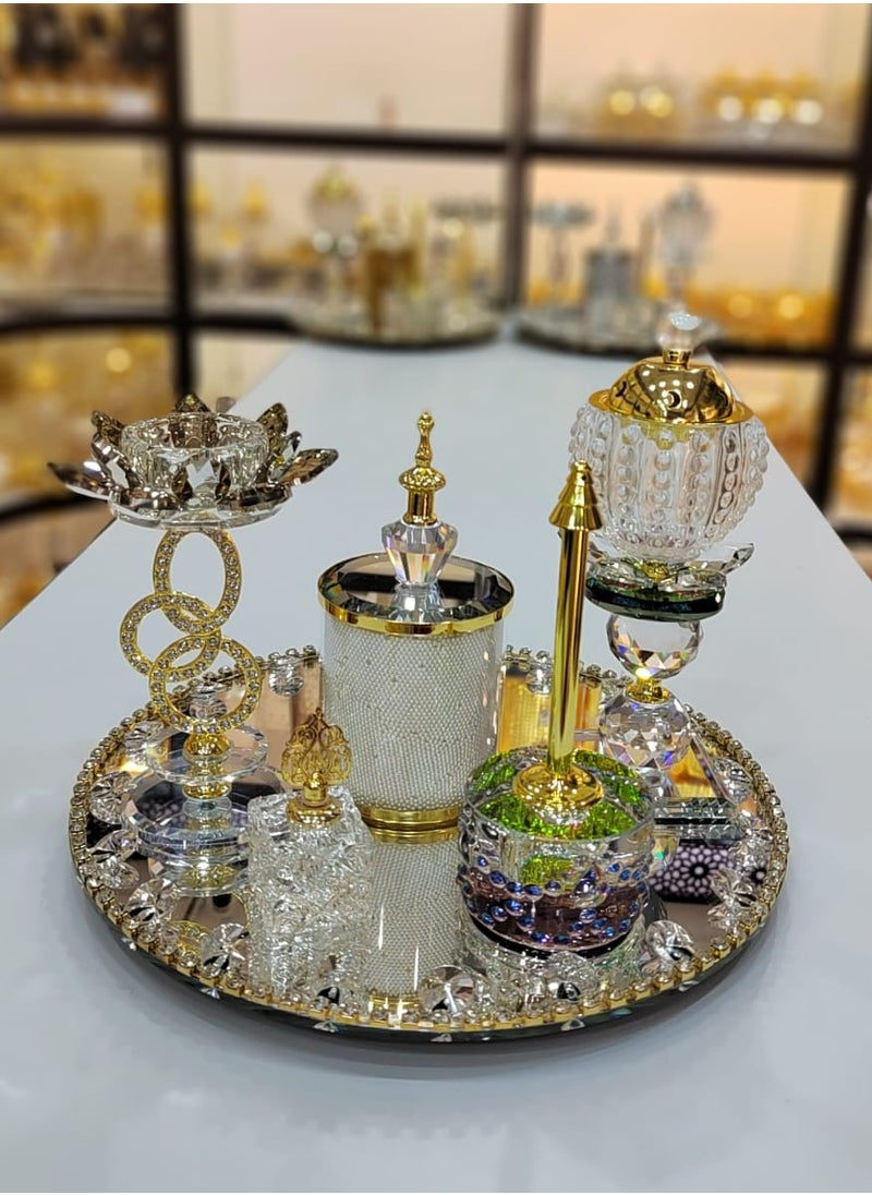 Bakhoor Burner Set Crystal Elegance Ideal Wedding Gift and Home Décor with a Blend of Arabic and English Culture