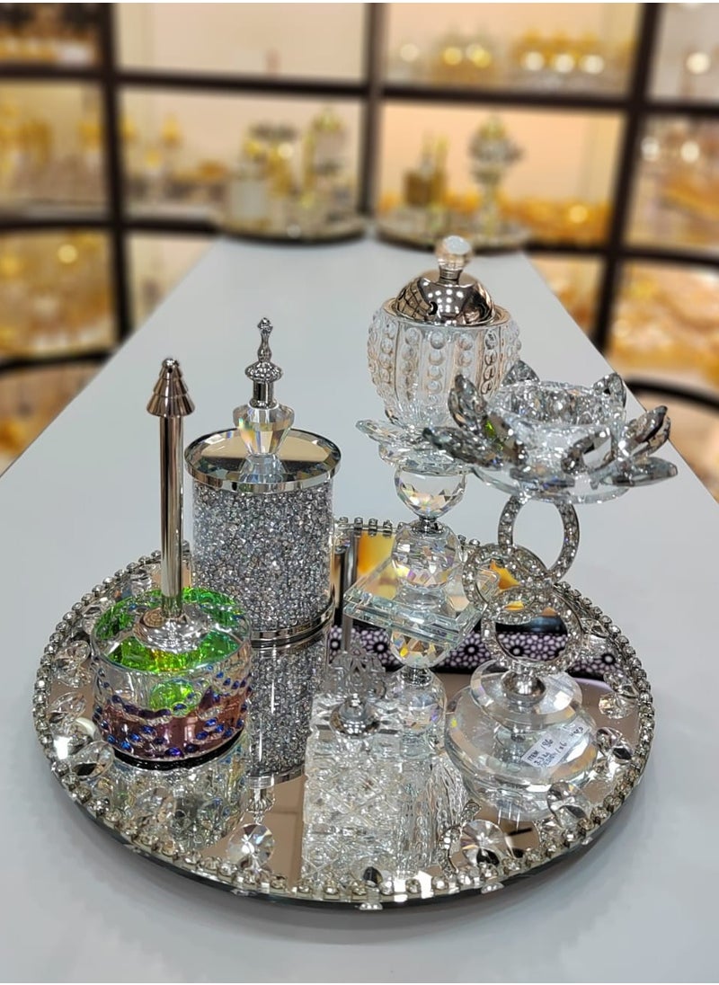 Bakhoor Burner Set Crystal Elegance Ideal Wedding Gift and Home Décor with a Blend of Arabic and English Culture