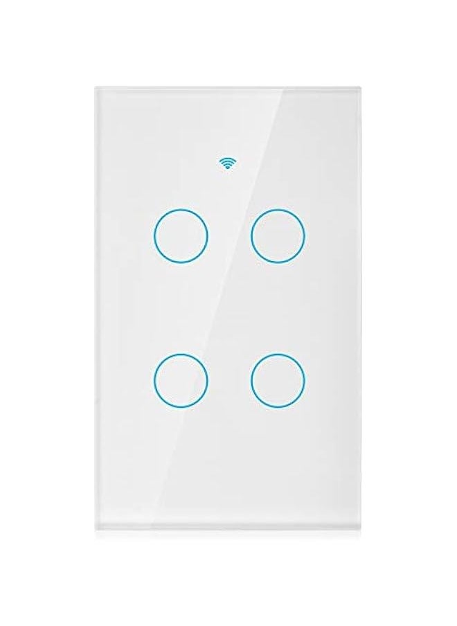 Switch, Remote Switch with Highly Sensitive Touch Keys, Suitable for Google, 4 Way AC (White)