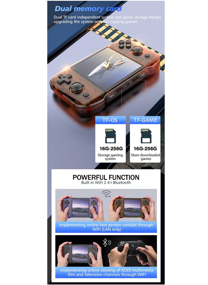 R46S Handheld Retro Gaming Console Linux System with 32G+64G TF Card, Preloaded with 8000+ Games,4-inch 1:1 HD720*720 Screen,FPS 60HZ 4000mAh,wifi bluetooth(Orange 64G)