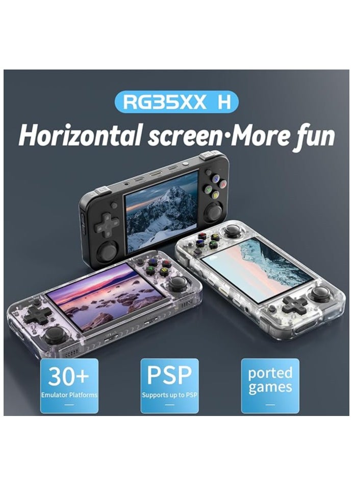 RG35XX H Retro Handheld Game Console , 3.5 Inch IPS Screen Linux System Built-in 64G TF Card 5528 Games Support HDMI TV Output 5G WiFi Bluetooth 4.2 (Transparent Purple)