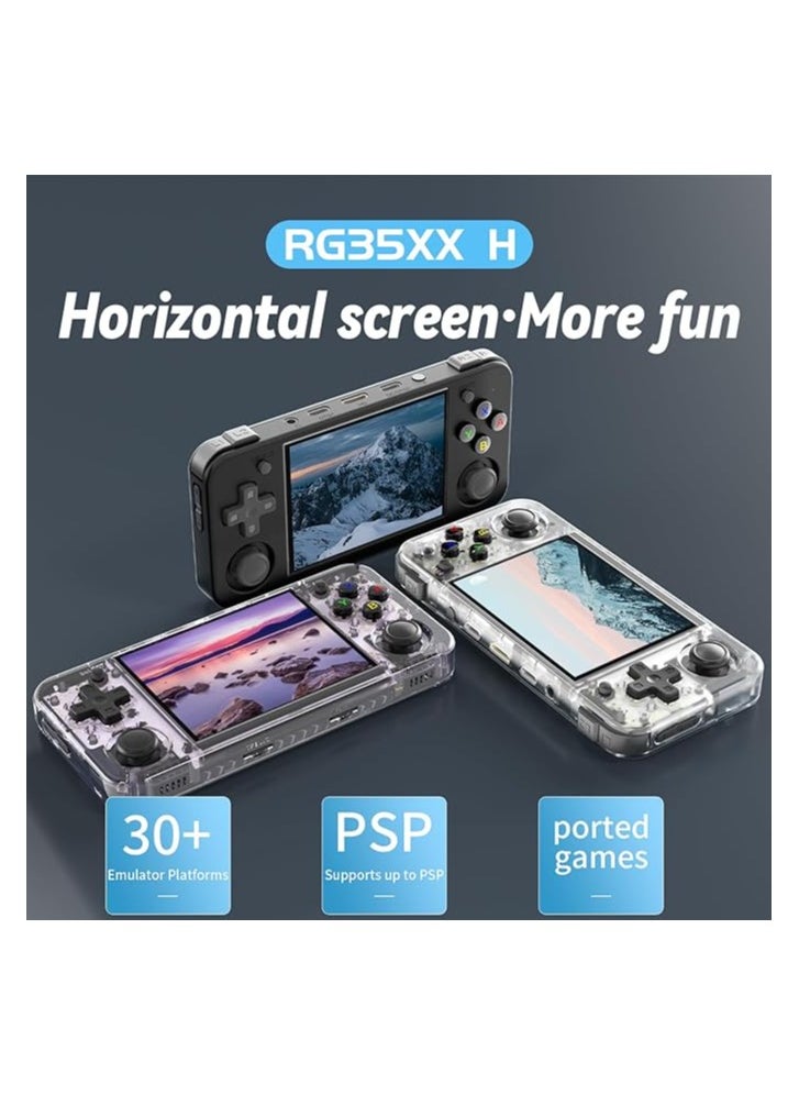 RG35XX H Retro Handheld Game Console , 3.5 Inch IPS Screen Linux System Built-in 64G TF Card 5528 Games Support HDMI TV Output 5G WiFi Bluetooth 4.2 (Transparent White)