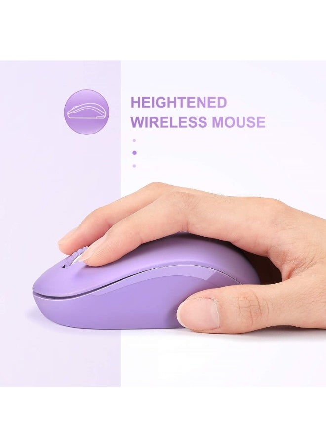 Wireless Mouse, Noiseless 2.4G Cordless Mouse Portable Computer Mice with USB Nano Receiver for PC, Tablet, Laptop and Windows/Mac/Linux (Purple)