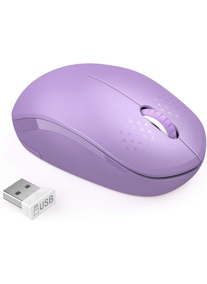 Wireless Mouse, Noiseless 2.4G Cordless Mouse Portable Computer Mice with USB Nano Receiver for PC, Tablet, Laptop and Windows/Mac/Linux (Purple)