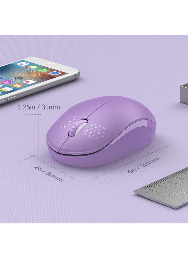 Wireless Mouse, Noiseless 2.4G Cordless Mouse Portable Computer Mice with USB Nano Receiver for PC, Tablet, Laptop and Windows/Mac/Linux (Purple)