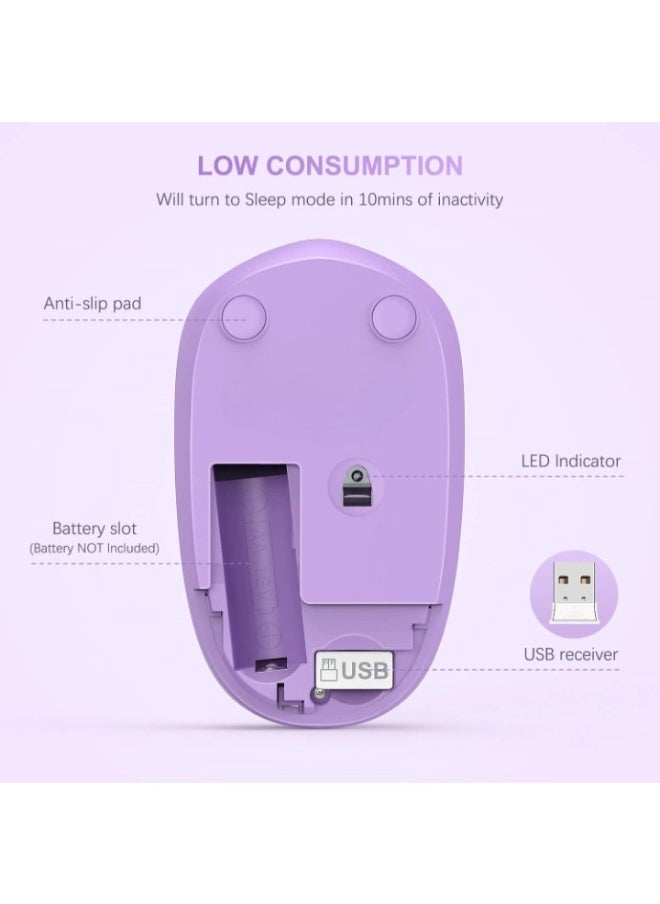 Wireless Mouse, Noiseless 2.4G Cordless Mouse Portable Computer Mice with USB Nano Receiver for PC, Tablet, Laptop and Windows/Mac/Linux (Purple)