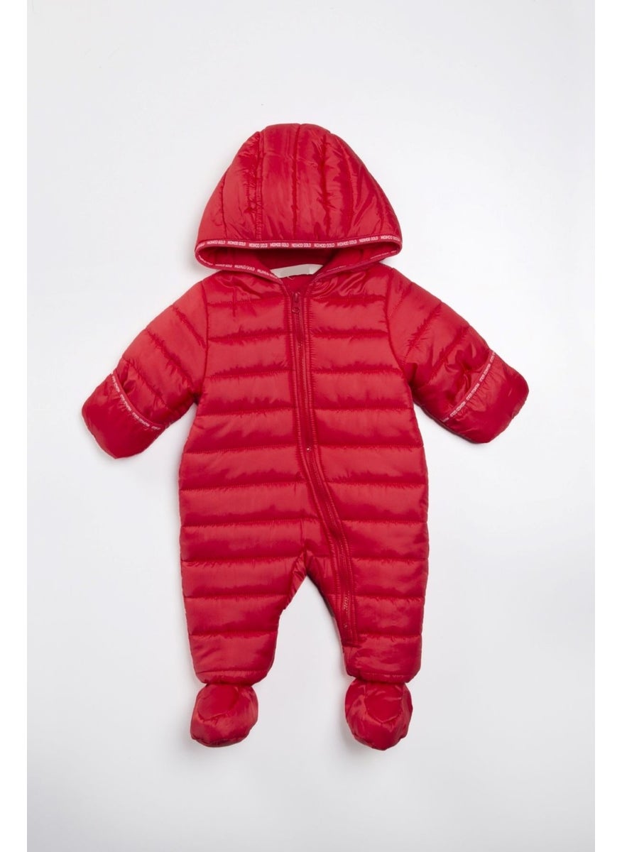 Podium Clothing New Baby Red Winter Footed Zippered Hooded Cosmonaut Jumpsuit