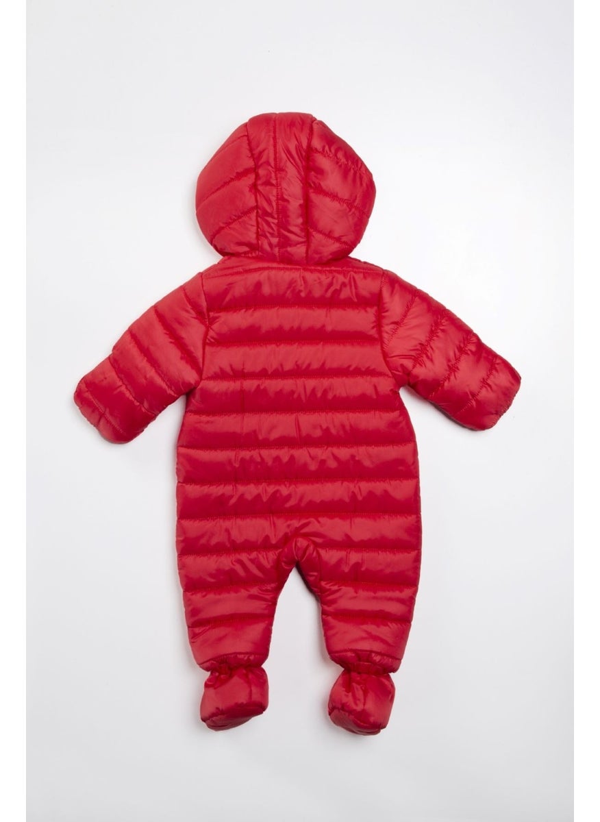 Podium Clothing New Baby Red Winter Footed Zippered Hooded Cosmonaut Jumpsuit