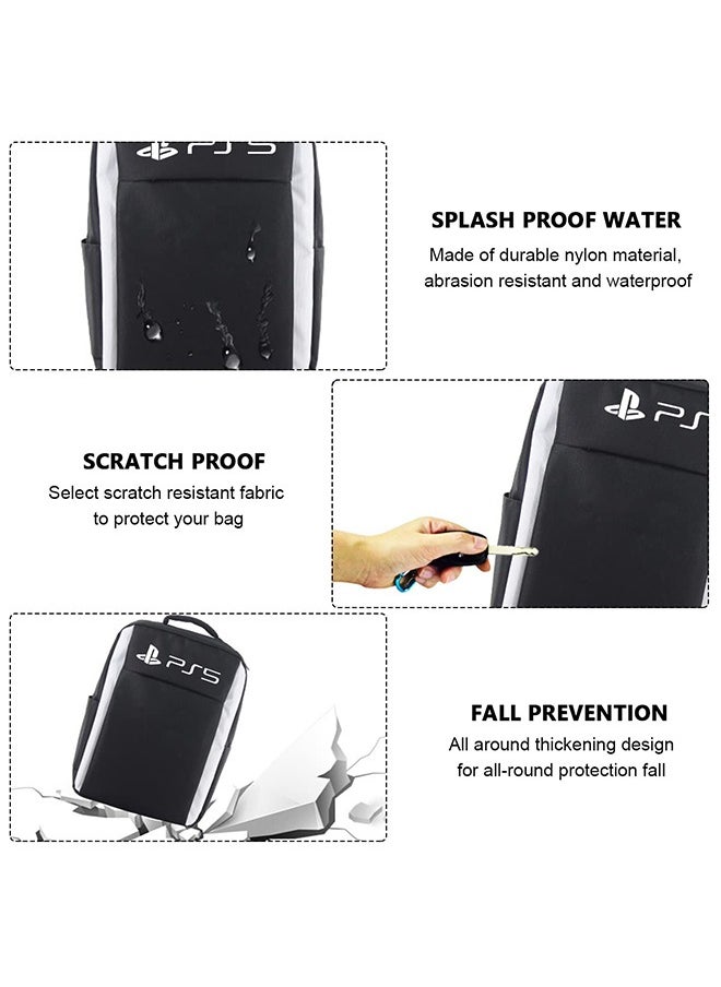 PS5 Storage Bag for Playstation 5, Waterproof Carrying Case Portable Backpack Multi-Function Travel Bag for PS5 Host, PS5 Controller