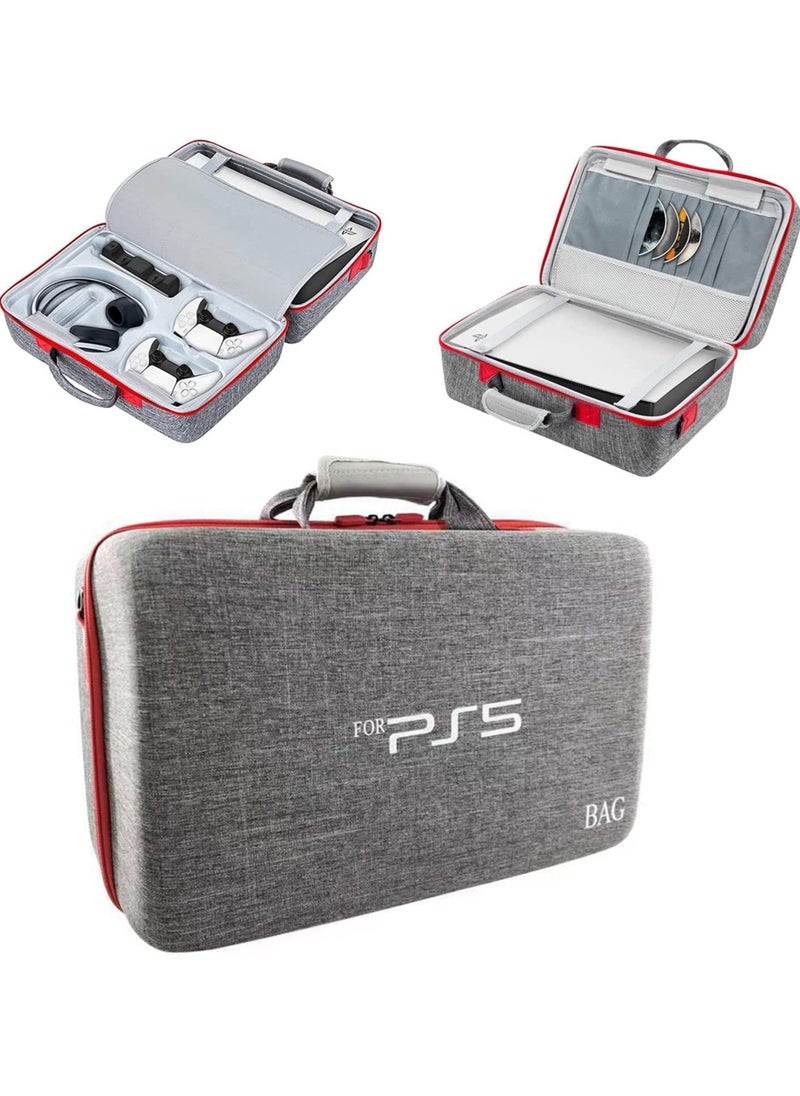 PS5 - Travel Storage Bag For PS5-Shockproof Hard Shell Bag- Luxury Waterproof Shoulder Bag For Playstation 5,Console & Accessories Storage Organizer (Grey