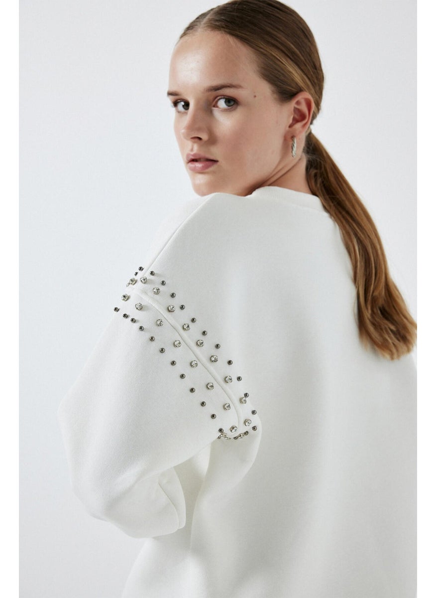 Oversized Sweatshirt with Stone Detail