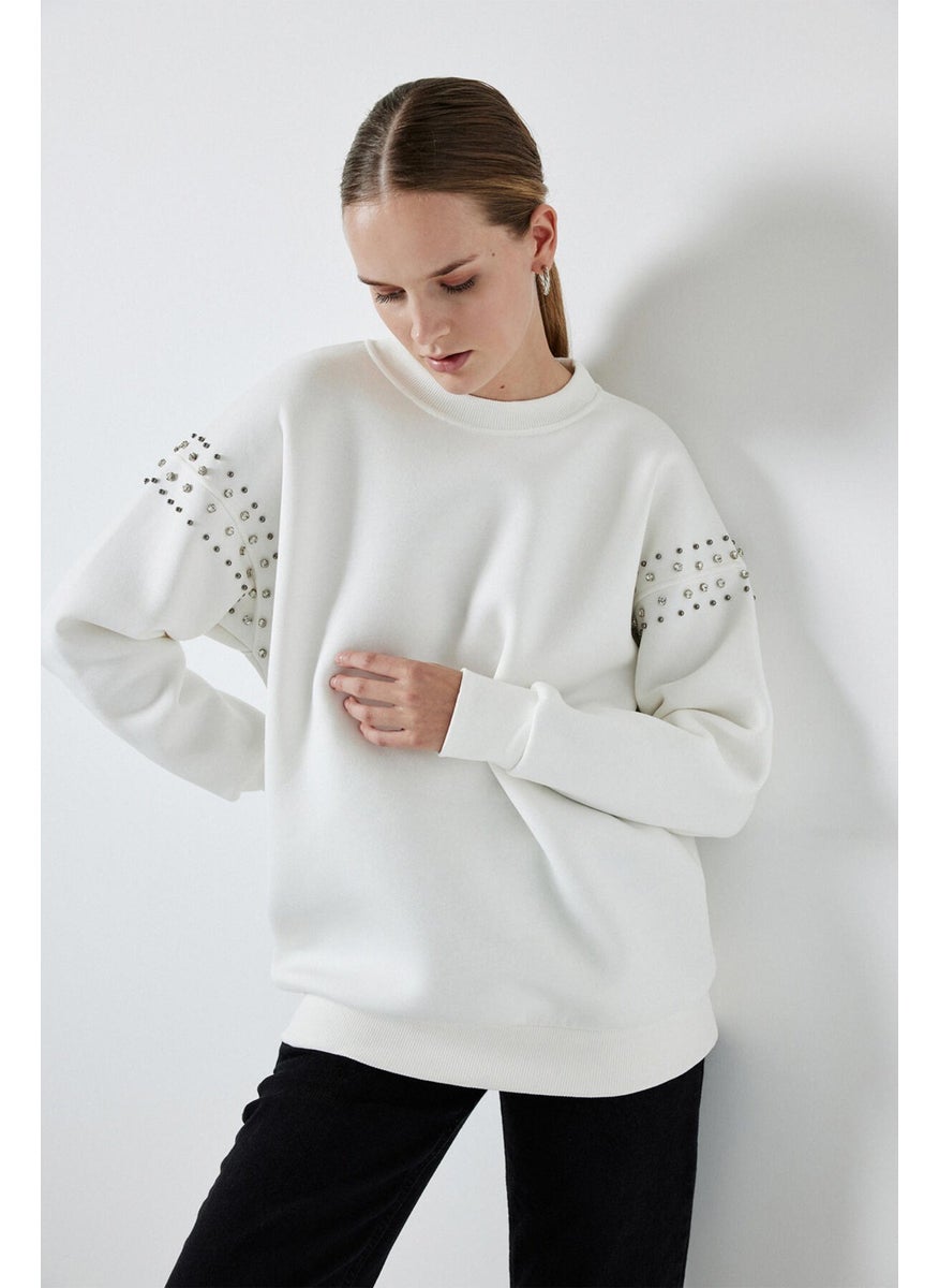 Oversized Sweatshirt with Stone Detail