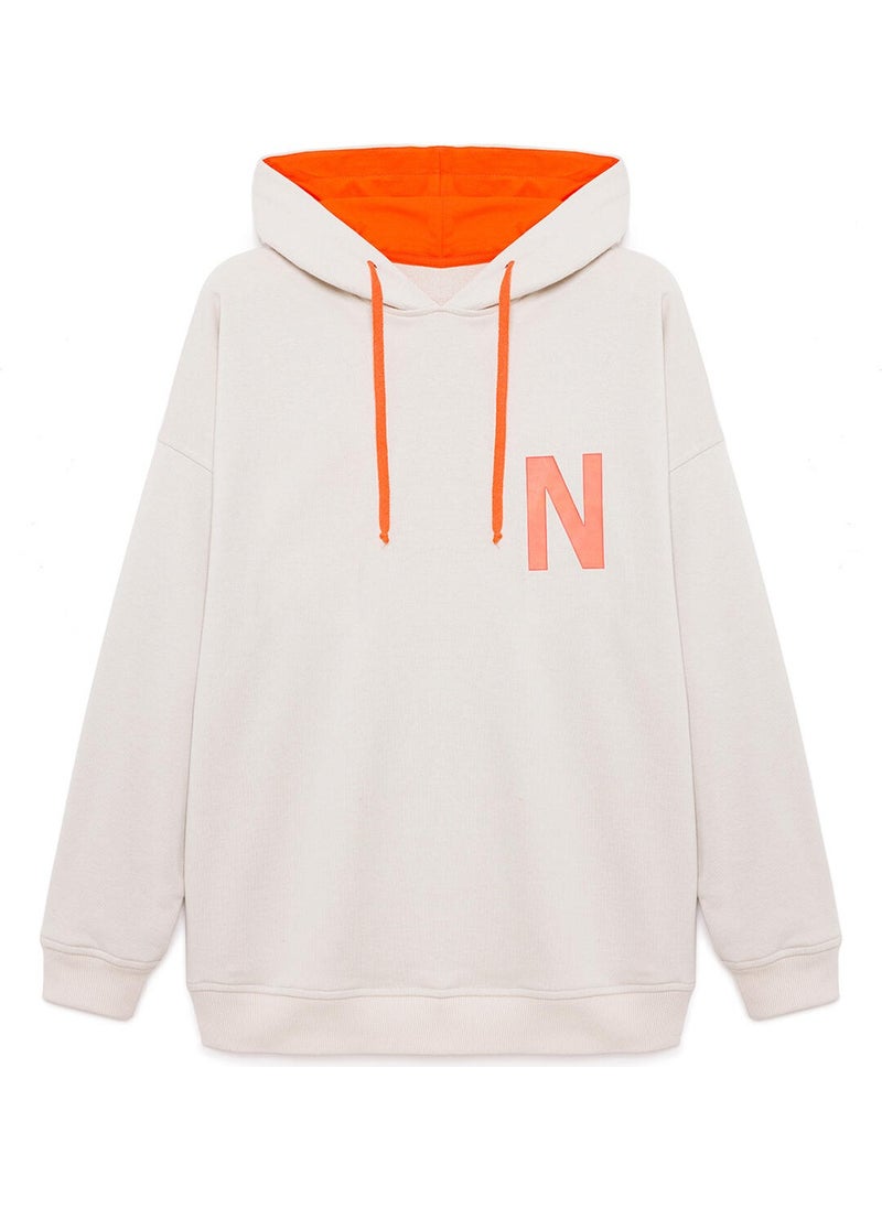 Letter Printed Oversized Sweatshirt