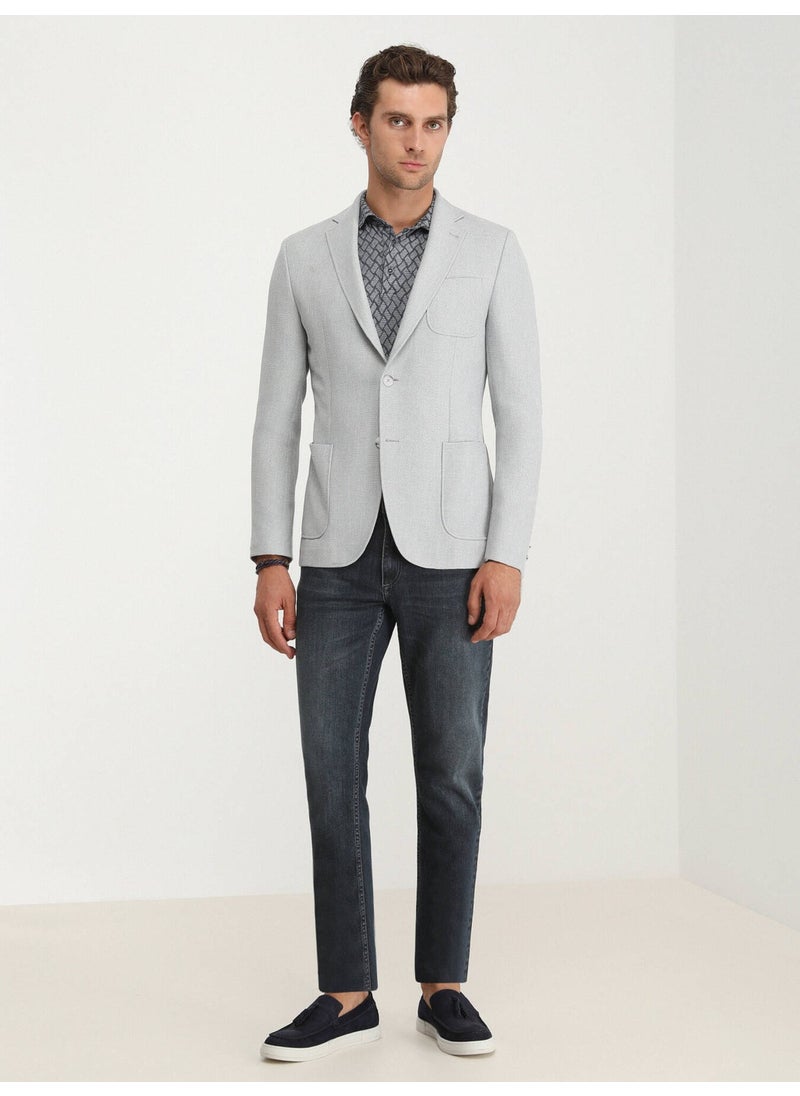 Grey Plain Modern Fit Jacket