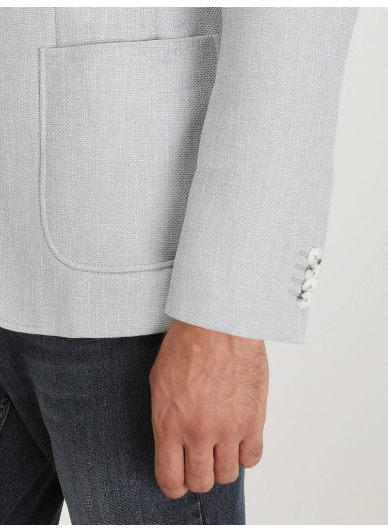 Grey Plain Modern Fit Jacket