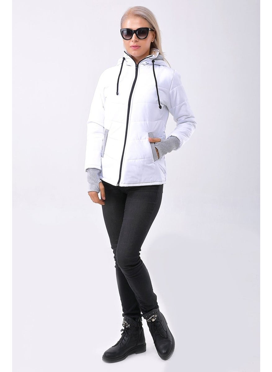 Daily Waterproof Winter Puffer Women's Coat 801WHITE