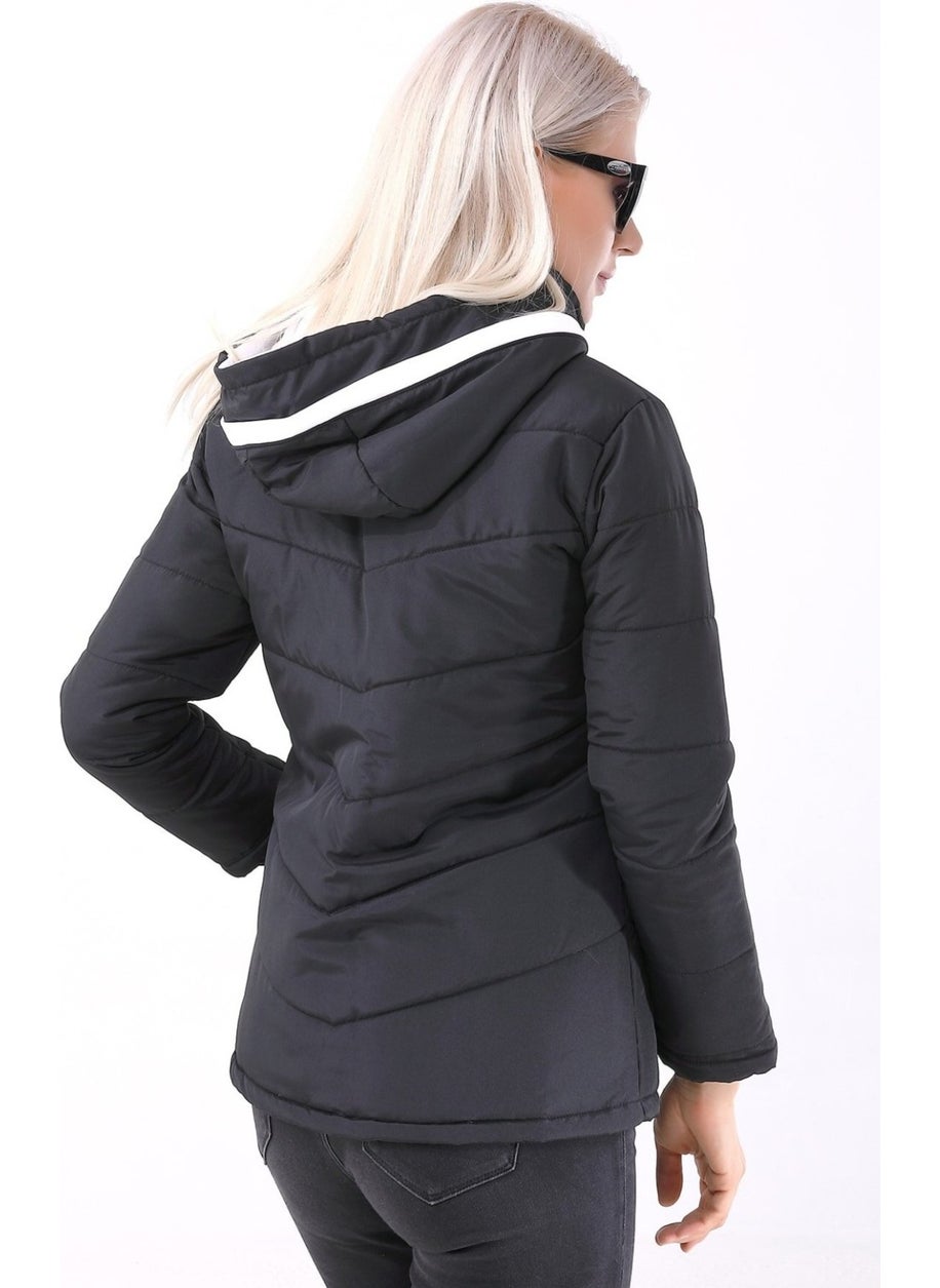 Daily Stylish Hooded Winter Women's Puffer Coat VV2811BLACK