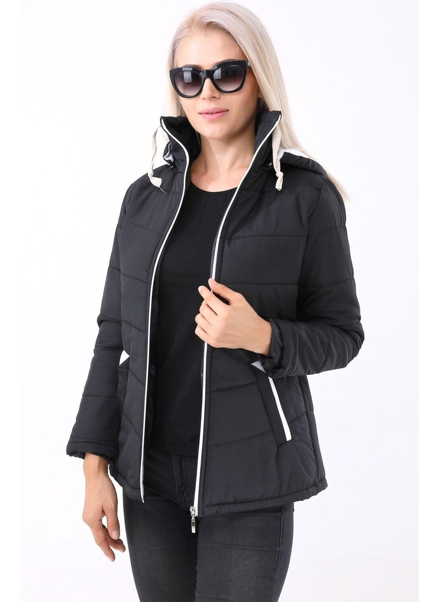 Daily Stylish Hooded Winter Women's Puffer Coat VV2811BLACK