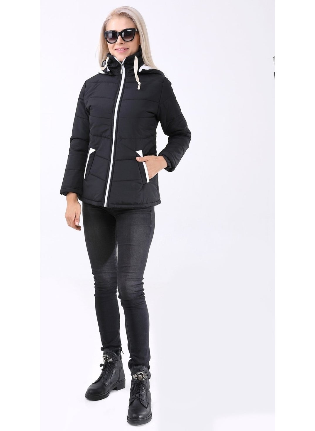 Daily Stylish Hooded Winter Women's Puffer Coat VV2811BLACK