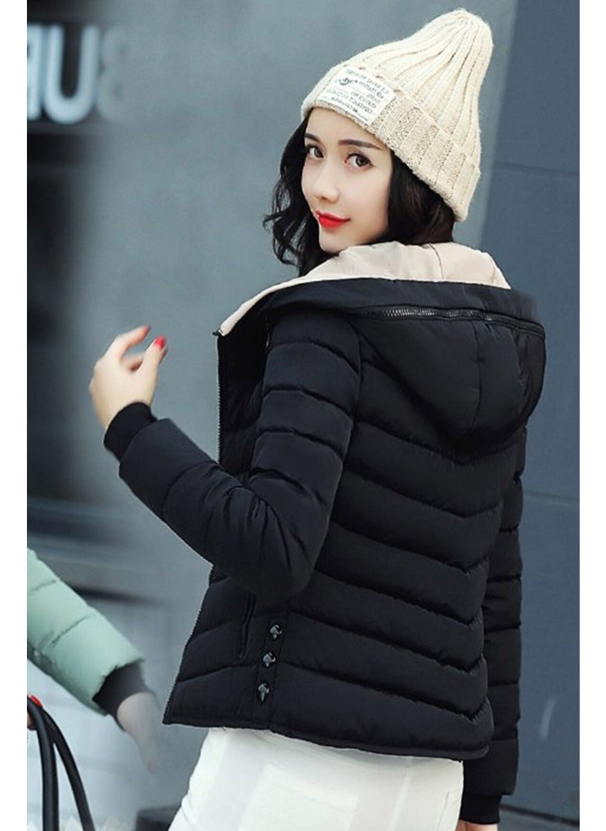 Winter Hooded Women's Puffer Jacket 1912BLACK6