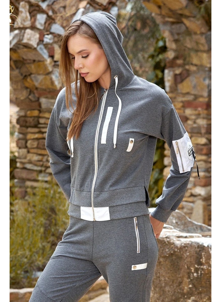 24212 Women's Long Sleeve Hooded Tracksuit Set - Anthracitelange