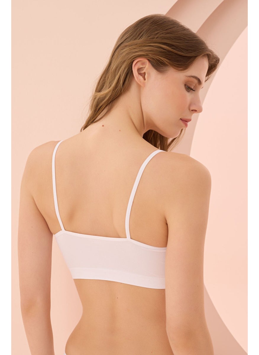 Seamless Thin Strap Bustier White