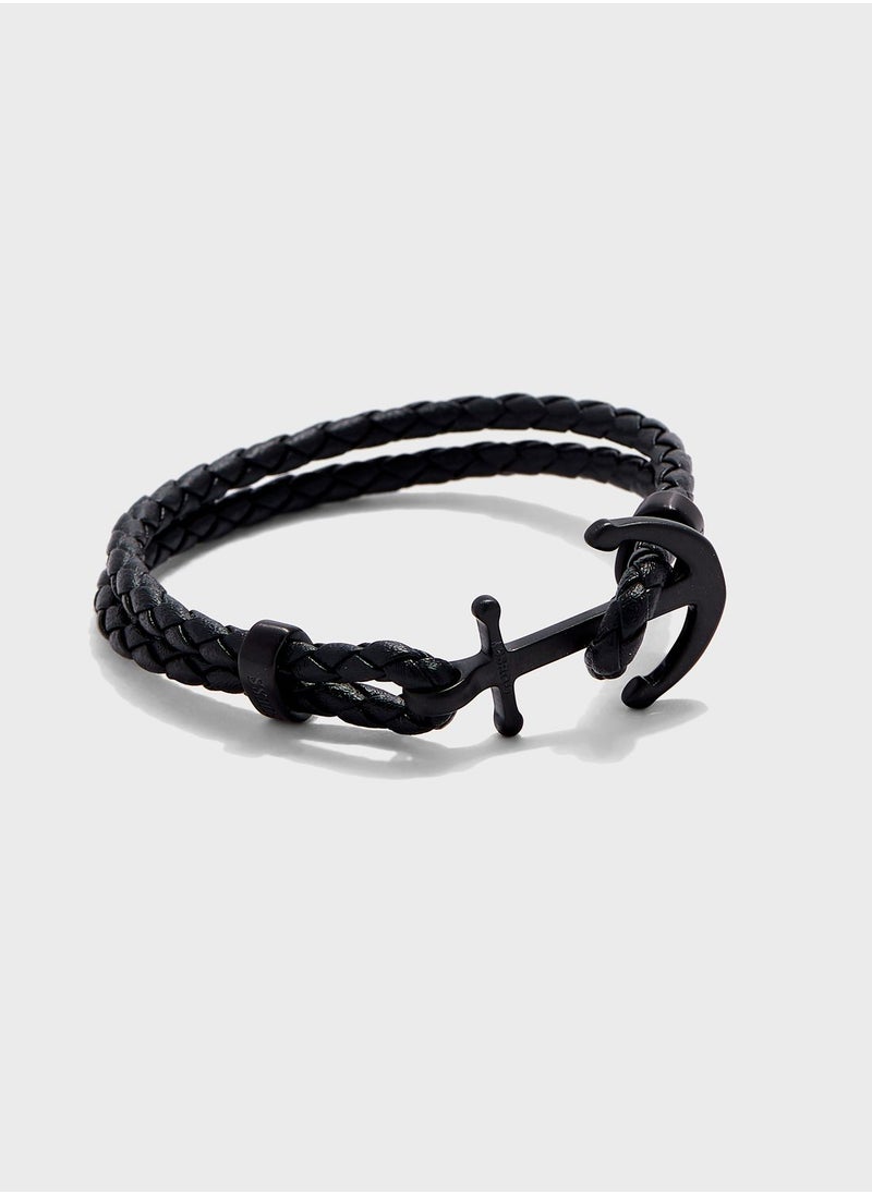 Leather Anchor Bracelet