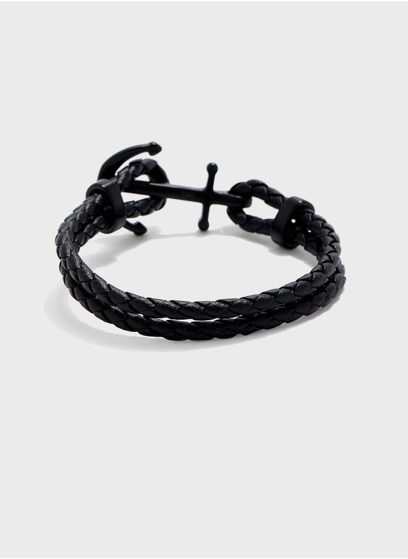 Leather Anchor Bracelet