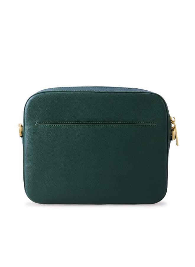 Maze Crossbody Bag in Green Made from 1.5 Bamboo Stems (with Gold Hardware)