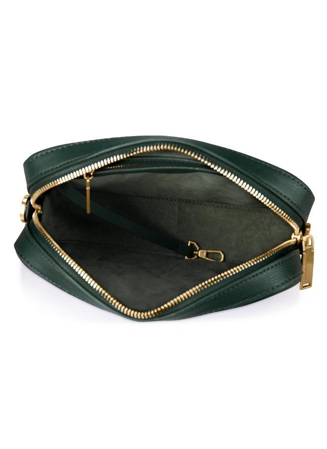 Maze Crossbody Bag in Green Made from 1.5 Bamboo Stems (with Gold Hardware)