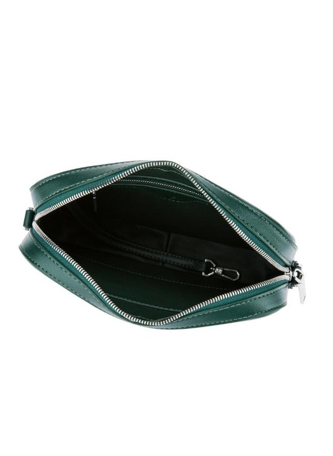 Maze Crossbody Bag in Green Made from 1.5 Bamboo Stems (with Silver Hardware)