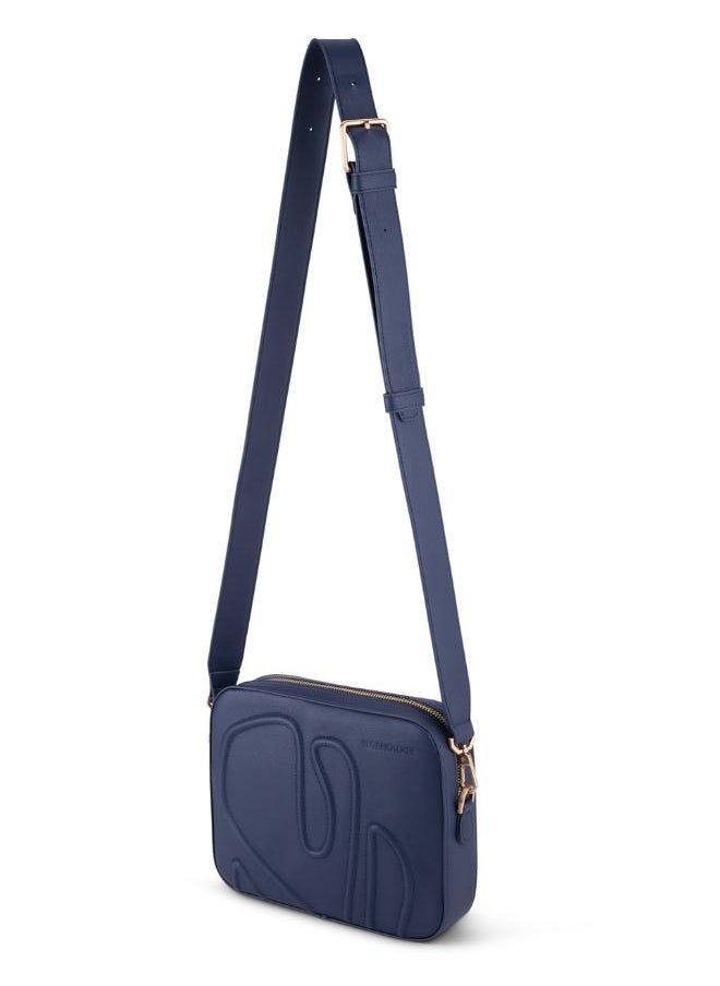 Maze Crossbody Bag in Blue Made from 11 Recycled Bottles