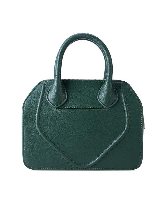 Gemma Crossbody Bag in Green in Silver Hardware Made from 2.5 Bamboo Stems
