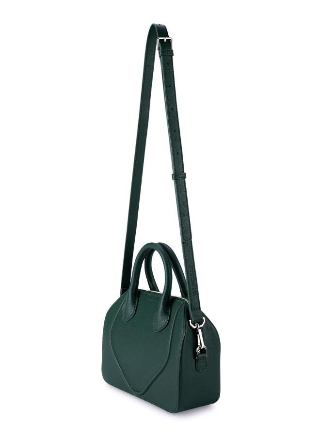 Gemma Crossbody Bag in Green in Silver Hardware Made from 2.5 Bamboo Stems